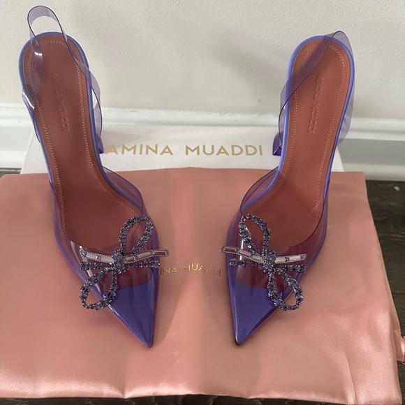 AMINA MUADDI Rosie see-through slingback bow pumps - Picture 2 of 8